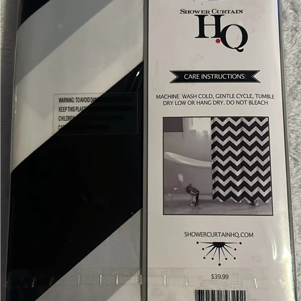 HQ Black and White Chevron fabric Shower Curtain